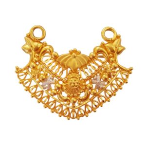 22Kt Solid Yellow Gold Two Tone Charm Double Loop Women Necklace Pendant
