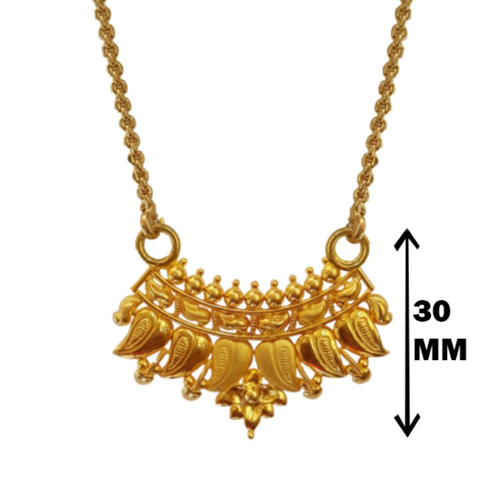 22 Kt Solid Yellow Gold Traditional Handmade Double Loop Women Necklace Pendant