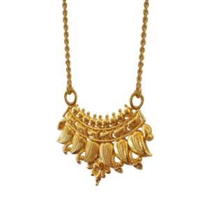 22 Kt Solid Yellow Gold Traditional Handmade Double Loop Women Necklace Pendant