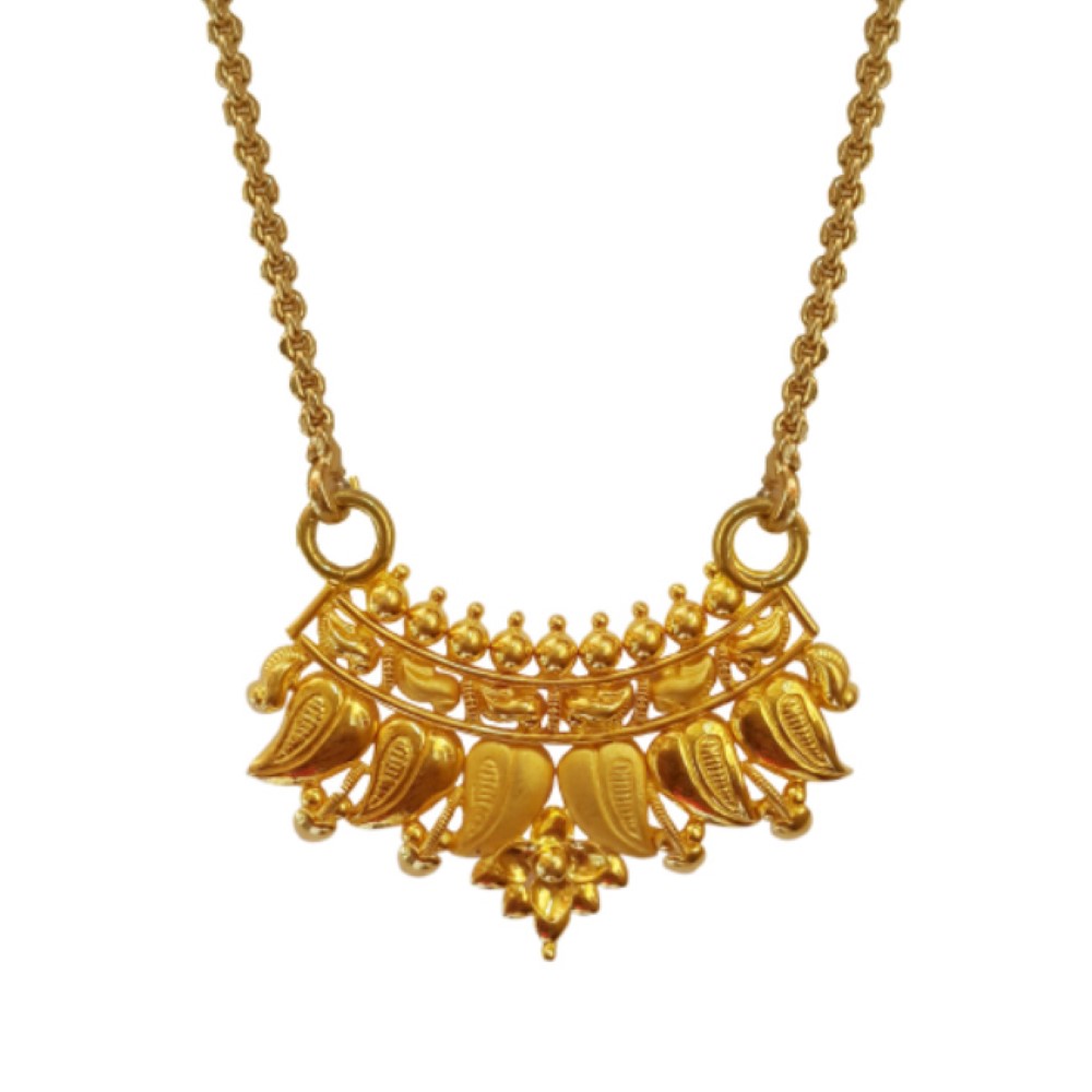 22 Kt Solid Yellow Gold Traditional Handmade Double Loop Women Necklace Pendant