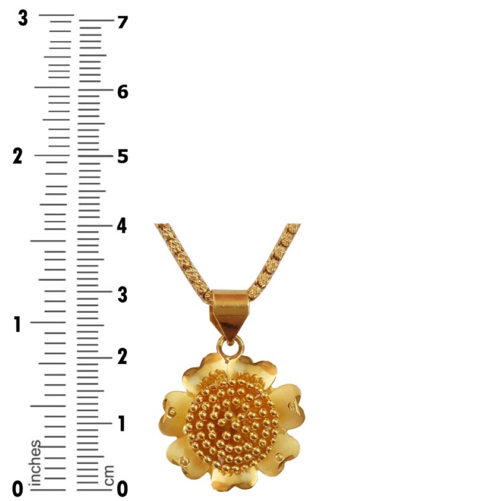 New Solid 18Kt Yellow Gold Charm Flower Necklace Chain Pendant Party Wear Fine
