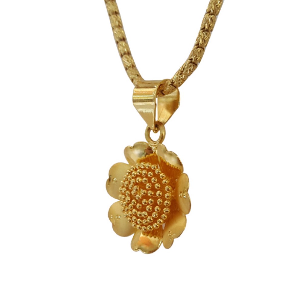 New Solid 18Kt Yellow Gold Charm Flower Necklace Chain Pendant Party Wear Fine