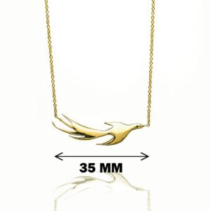 18 Kt Solid Yellow Gold Phoenix Necklace Flying Flame Bird Women'S Chain Pendant