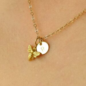 18 Kt Real Solid Yellow Gold Personalized Bumble Honeybee Chain Necklace Pendant
