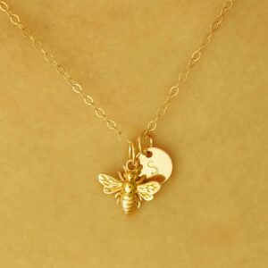 18 Kt Real Solid Yellow Gold Personalized Bumble Honeybee Chain Necklace Pendant