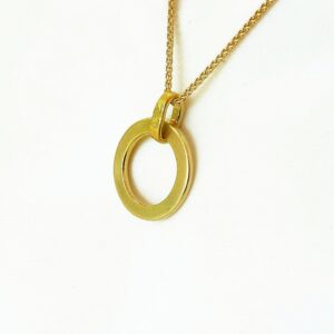 Fine Jewelry 18 Kt Hallmark Real Solid Yellow Gold Circle Chain Necklace Pendant
