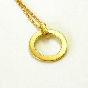 Fine Jewelry 18 Kt Hallmark Real Solid Yellow Gold Circle Chain Necklace Pendant