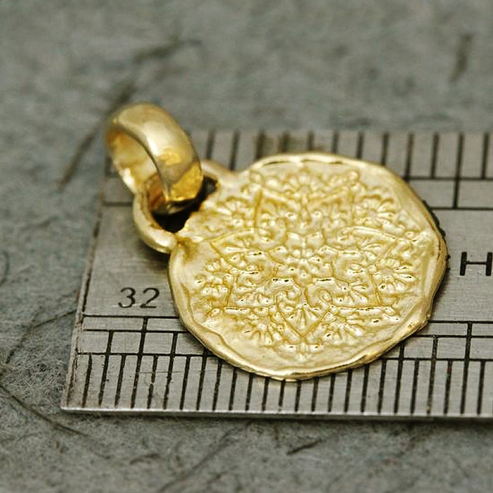 Fine Jewelry 18 Kt Real Solid Yellow Gold Mandala Boho Chain Necklace Pendant