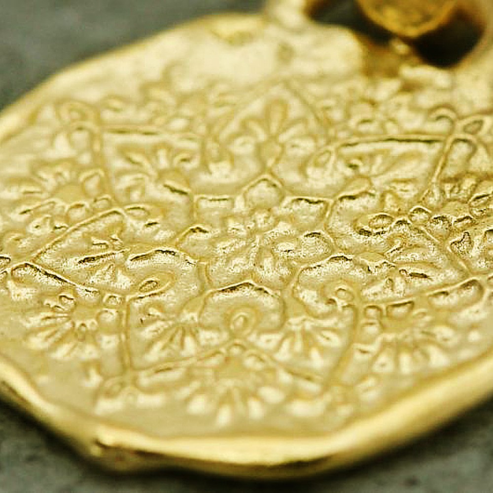 Fine Jewelry 18 Kt Real Solid Yellow Gold Mandala Boho Chain Necklace Pendant