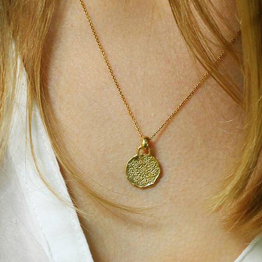 Fine Jewelry 18 Kt Real Solid Yellow Gold Mandala Boho Chain Necklace Pendant