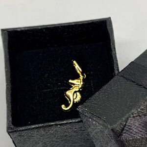 Fine Jewelry 18 Kt Real Solid Yellow Gold Seahorse Charm Chain Necklace Pendant