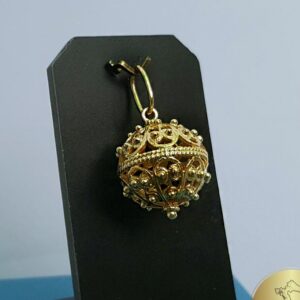 18 Kt Real Solid Yellow Gold Dubrovnik Filigree Ball Chain Necklace Pendant