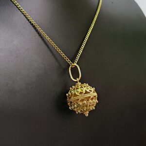 18 Kt Real Solid Yellow Gold Dubrovnik Filigree Ball Chain Necklace Pendant
