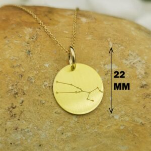 18 Kt Solid Yellow Gold Taurus Celestial Constellation Chain Necklace Pendant