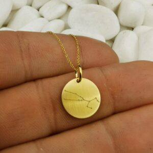18 Kt Solid Yellow Gold Taurus Celestial Constellation Chain Necklace Pendant