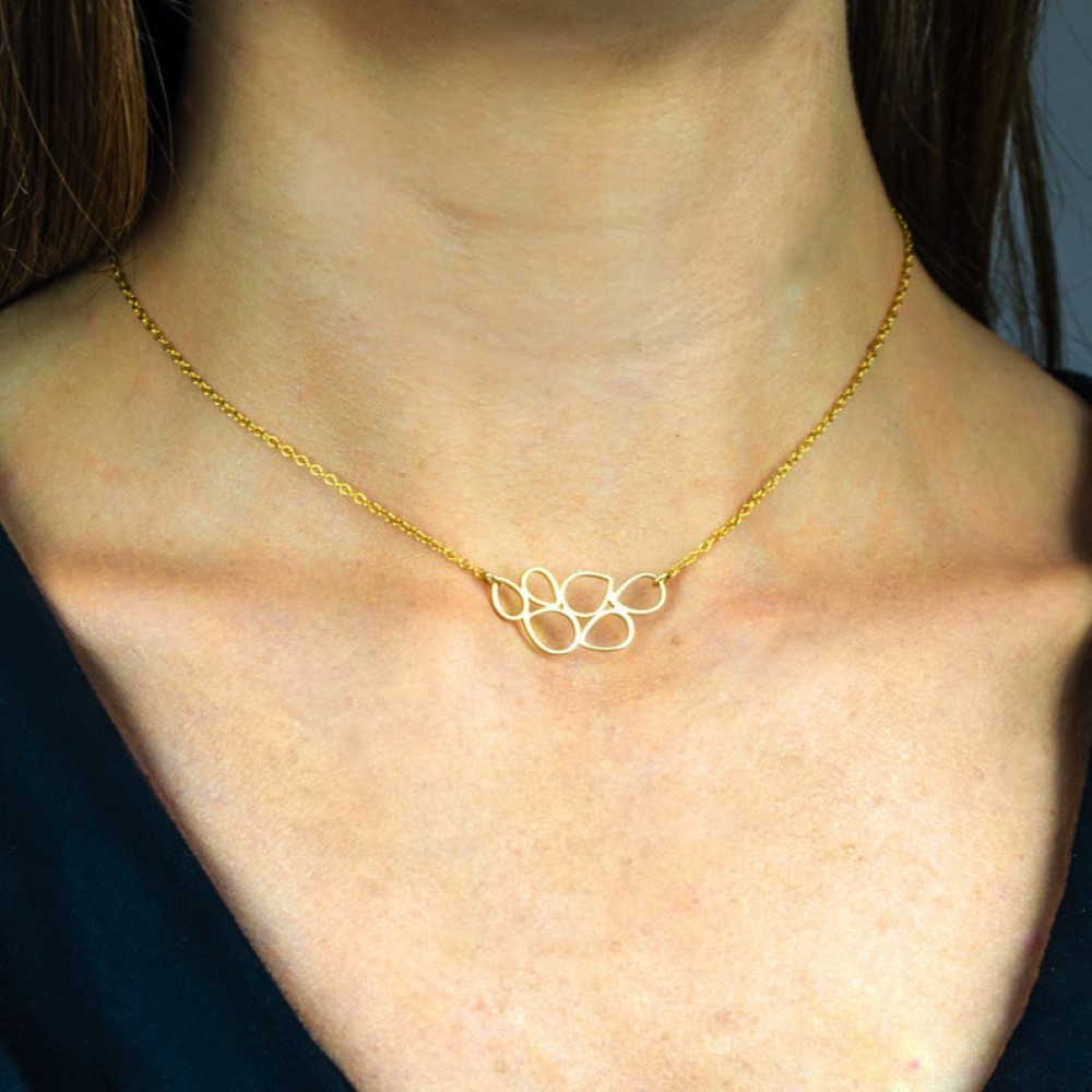 18 Kt Real Solid Yellow Gold Bubbles Circle Eternity Chain Necklace Pendant