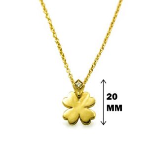 18 Kt Real Solid Yellow Gold 4 Leaf Clover Lucky Charm Chain Necklace Pendant
