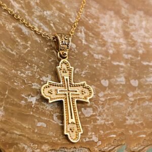 18 Kt Real Solid Yellow Gold Traditional Cross ICXC NIKA Chain Necklace Pendant