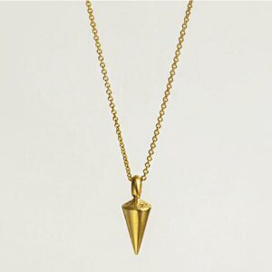 18 Kt Real Solid Yellow Gold Pendulum Cone Charm Minimal Chain Necklace Pendant