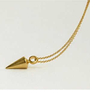 18 Kt Real Solid Yellow Gold Pendulum Cone Charm Minimal Chain Necklace Pendant