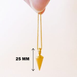 18 Kt Real Solid Yellow Gold Pendulum Cone Charm Minimal Chain Necklace Pendant