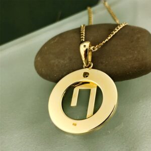 18 Kt Hallmark Real Solid Yellow Gold Greek Monogram p II Chain Necklace Pendant