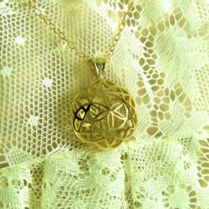 18 Kt Real Solid Yellow Gold Seed Of Life Kabbalah Flower Chain Necklace Pendant