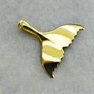 18 Kt Real Solid Yellow Gold Whale's Tail Nautical Charm Chain Necklace Pendant