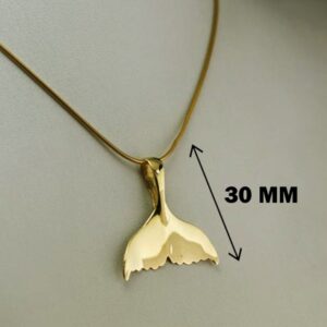 18 Kt Real Solid Yellow Gold Whale's Tail Nautical Charm Chain Necklace Pendant