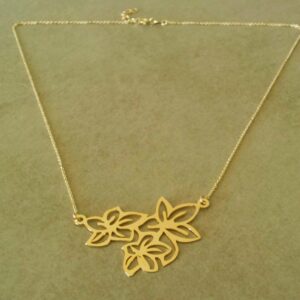 Fine Jewelry 18 Kt Hallmark Real Solid Yellow Gold Flower Chain Necklace Pendant