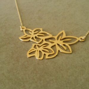 Fine Jewelry 18 Kt Hallmark Real Solid Yellow Gold Flower Chain Necklace Pendant