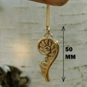 18 Kt Real Solid Yellow Gold Hand Crafted Fiddlehead Fern Chain Necklace Pendant