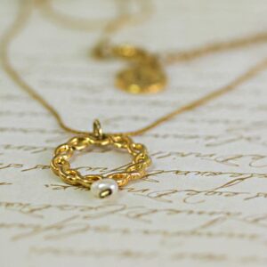 18 K Hallmark Real Solid Yellow Gold Infinity Pearl Charm Chain Necklace Pendant