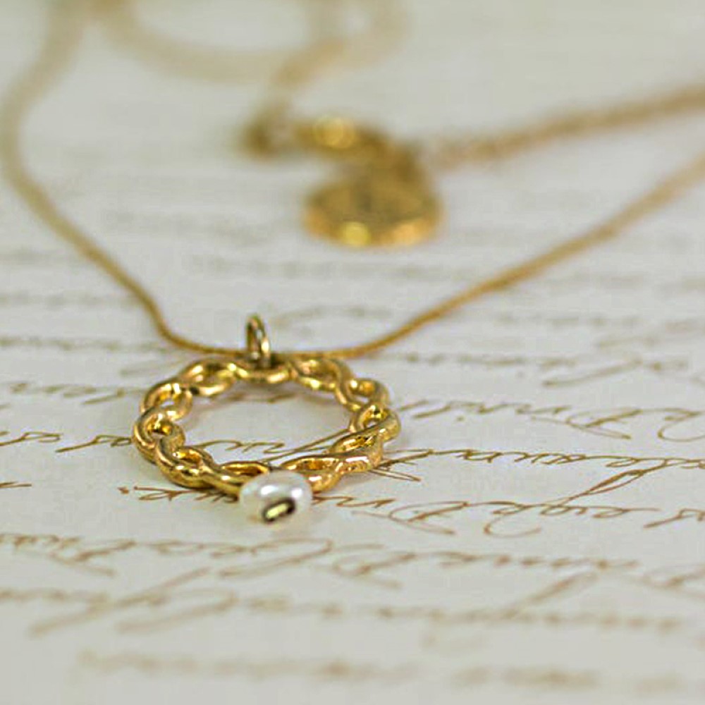 18 K Hallmark Real Solid Yellow Gold Infinity Pearl Charm Chain Necklace Pendant - Image 4