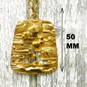 18 Kt Solid Yellow Gold Trifari Modernist Nugget Abstract Chain Necklace Pendant