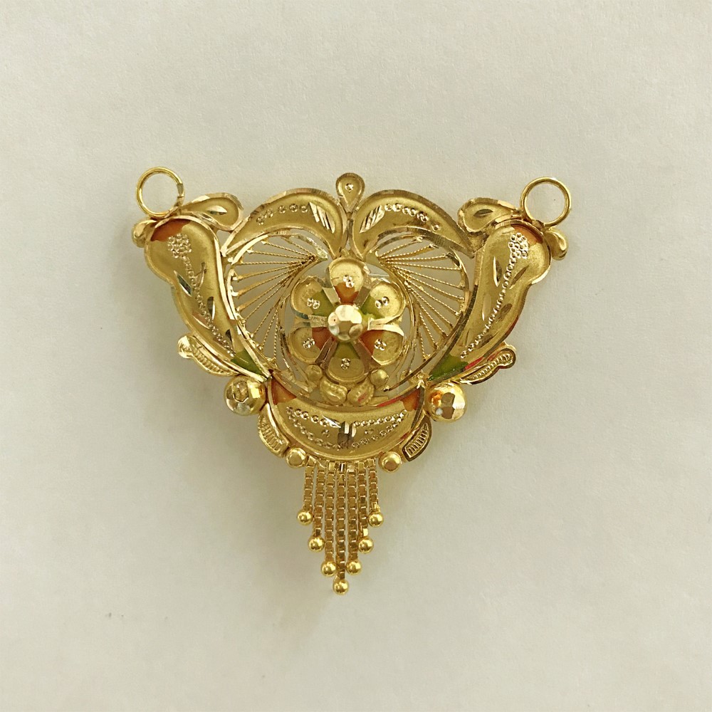 18 Kt Solid Yellow Gold Traditional Handmade Double Loop Women Necklace Pendant