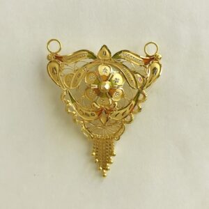 18 Kt Solid Yellow Gold Traditional Handmade Double Loop Women Necklace Pendant