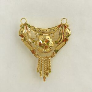 18 Kt Solid Yellow Gold Traditional Handmade Double Loop Women Necklace Pendant