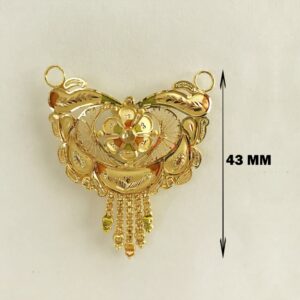 18 Kt Solid Yellow Gold Traditional Handmade Double Loop Women Necklace Pendant