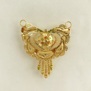18 Kt Solid Yellow Gold Traditional Handmade Double Loop Women Necklace Pendant
