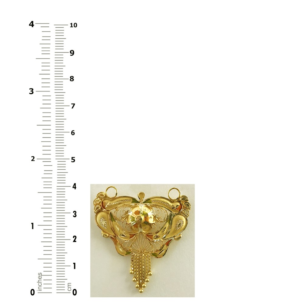 18 Kt Solid Yellow Gold Traditional Handmade Double Loop Women Necklace Pendant - Image 4
