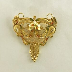 18 Kt Solid Yellow Gold Traditional Handmade Double Loop Women Necklace Pendant
