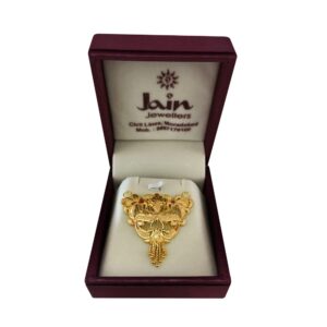 18 Kt Solid Yellow Gold Traditional Handmade Double Loop Women Necklace Pendant