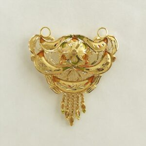 18 Kt Solid Yellow Gold Traditional Handmade Double Loop Women Necklace Pendant