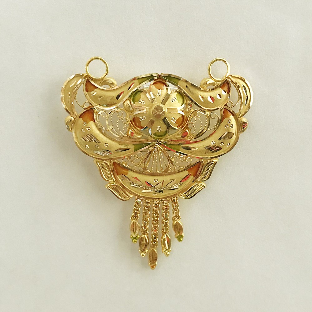 18 Kt Solid Yellow Gold Traditional Handmade Double Loop Women Necklace Pendant