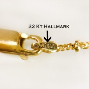 22 Kt Real Solid Yellow Gold Hallmark Curb Necklace Unisex Balls Chain 5.810 Gms
