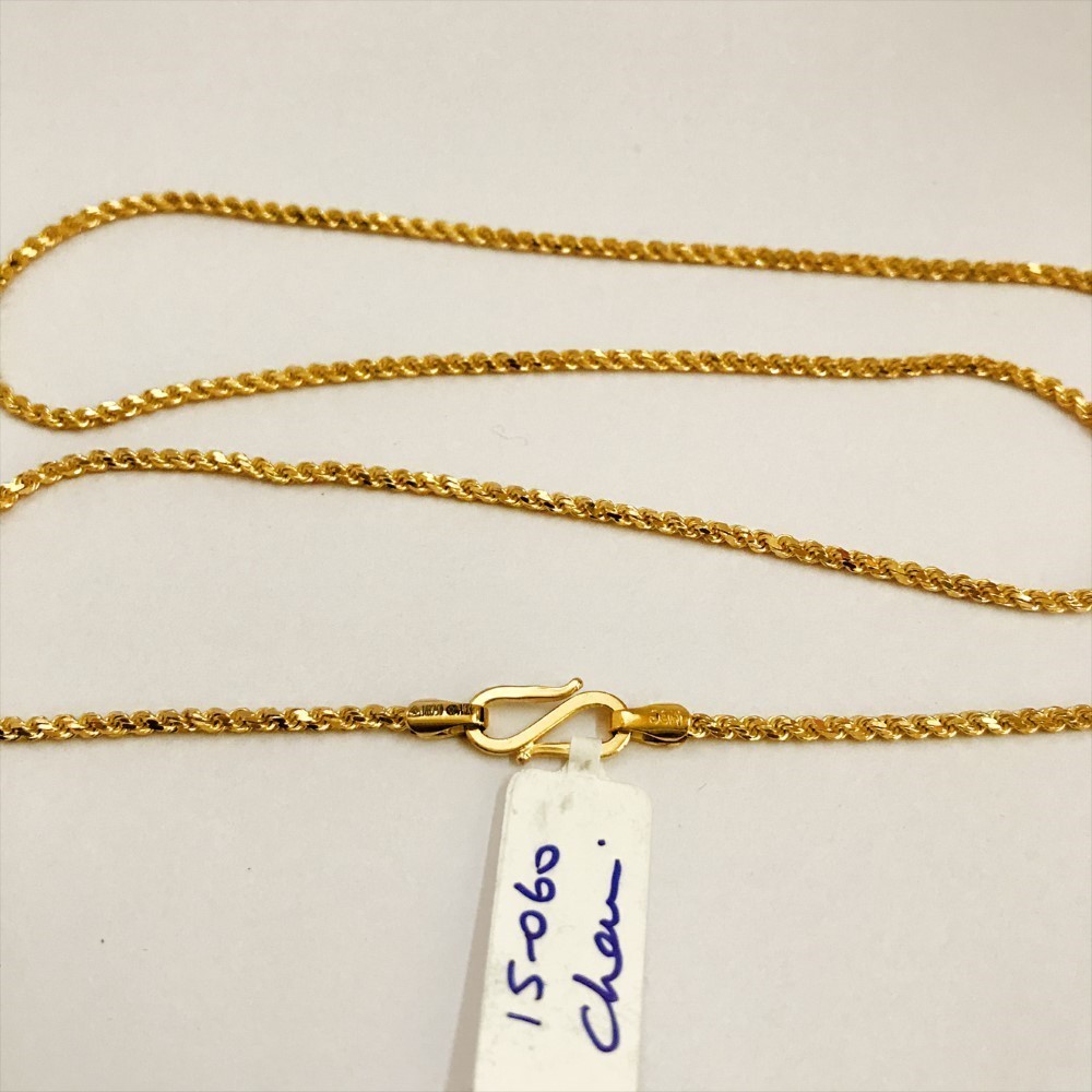 18 Kt Hallmark Real Solid Yellow Gold Rope Necklace Chain 15.060 Gm Wide 2.19 MM