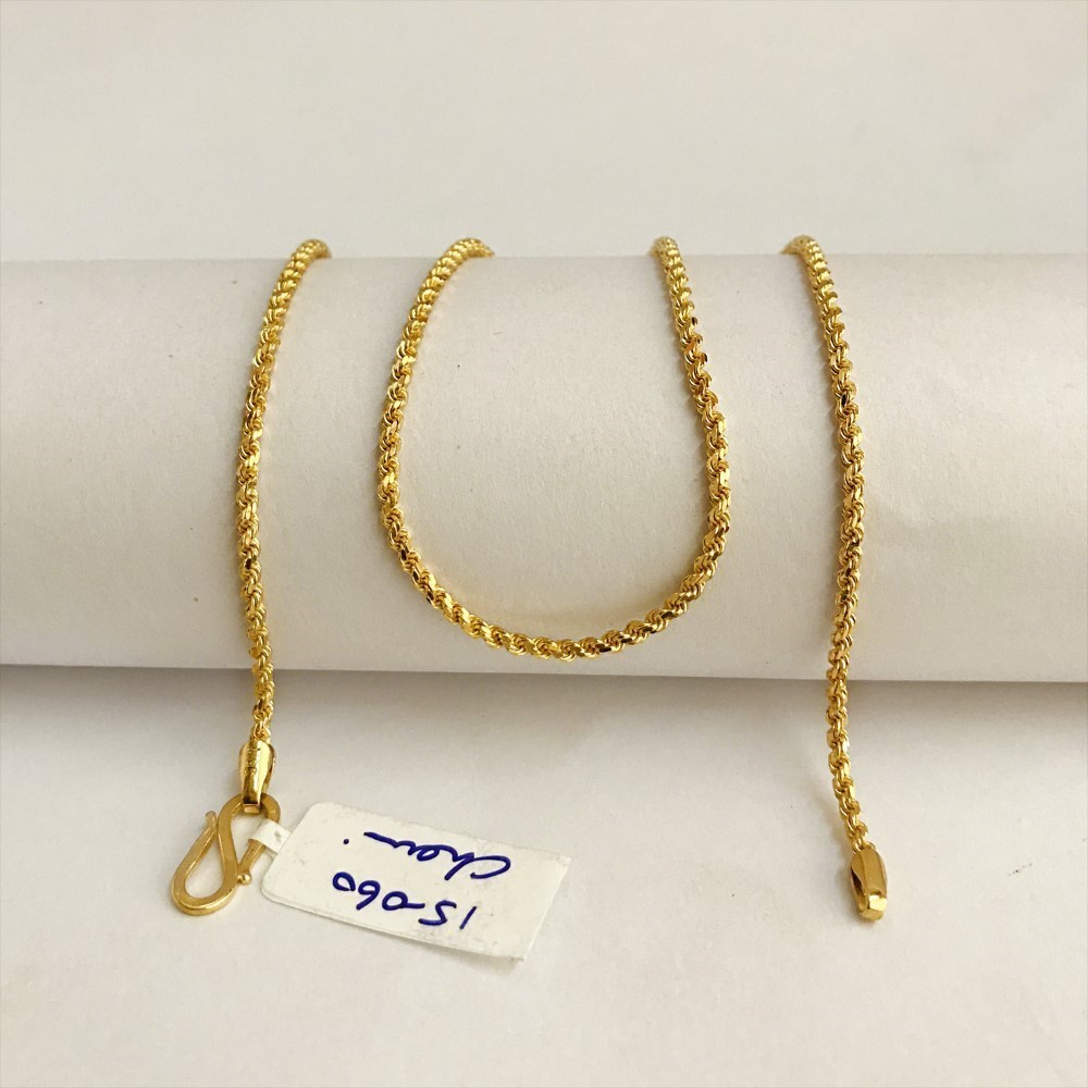 18 Kt Hallmark Real Solid Yellow Gold Rope Necklace Chain 15.060 Gm Wide 2.19 MM