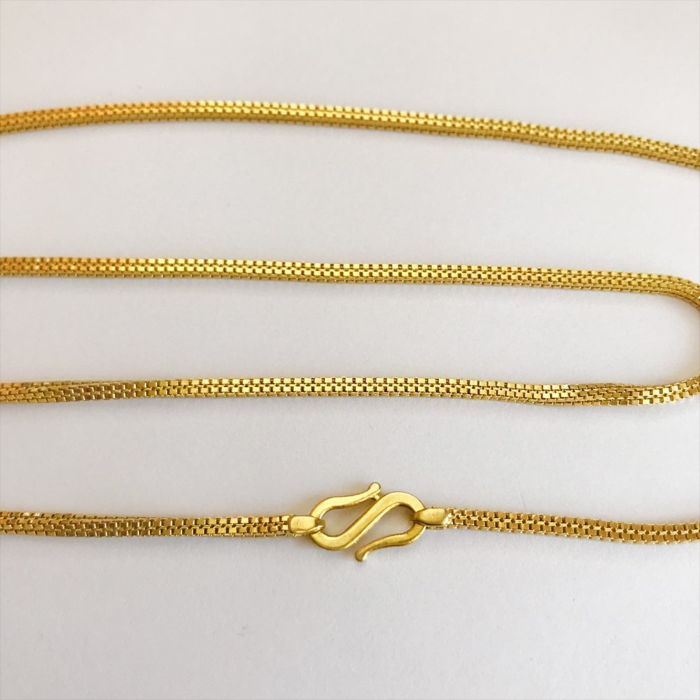 18Kt REAL GOLD Double Link Necklace Box Chain Yellow Gold 20.140 Gm Wide 2.08 MM