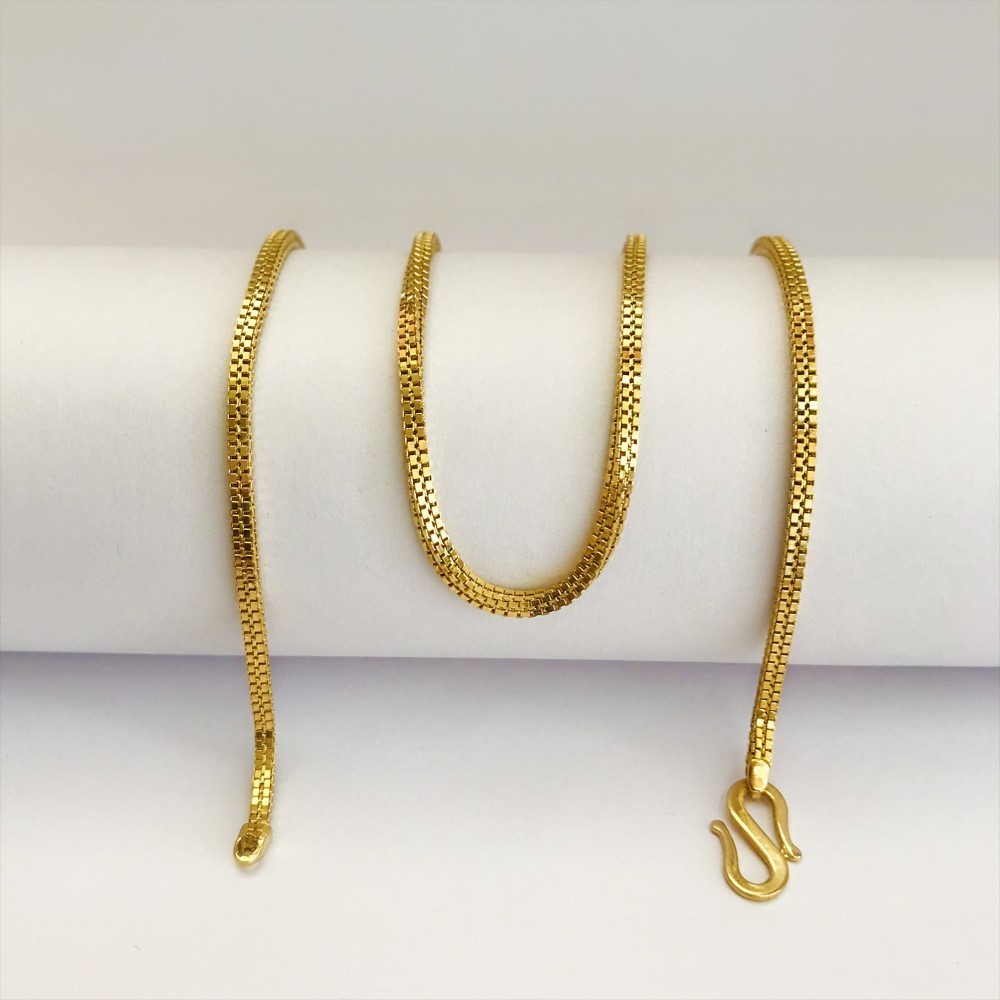 18Kt REAL GOLD Double Link Necklace Box Chain Yellow Gold 20.140 Gm Wide 2.08 MM